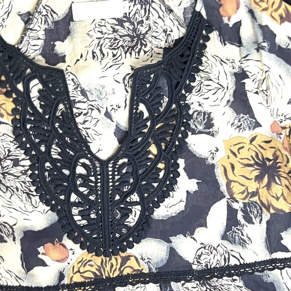 Johnny Was 4 Love & Liberty Womans S Peasant Boho Lace Tiered Blouse 100% Cotton - Picture 3 of 8